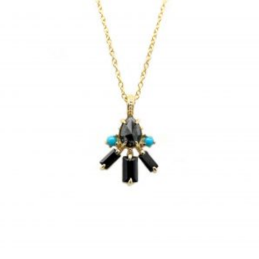 Reina Black & Turquoise Gemstone Necklace - Magpie Jewellery