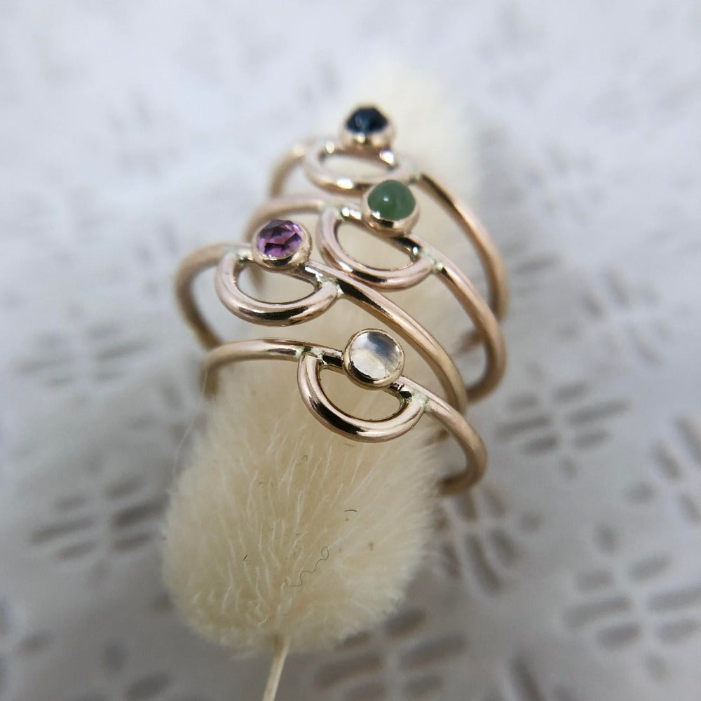 Mini Gemstone Archway Ring - Magpie Jewellery