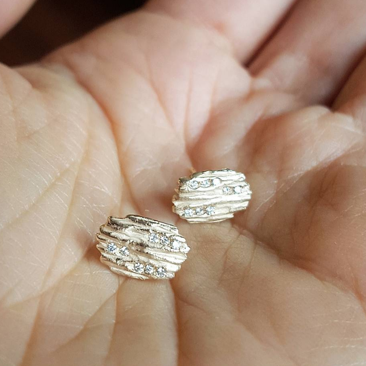 Shimmering Waves Stud Earrings - Magpie Jewellery