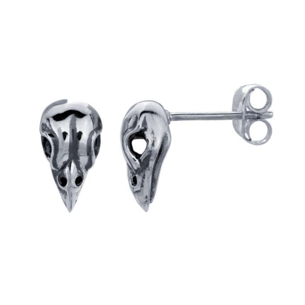 Silver Sparrow Skull Stud Earrings - Magpie Jewellery