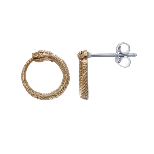 Bronze Ouroboros Snake Stud Earrings - Magpie Jewellery