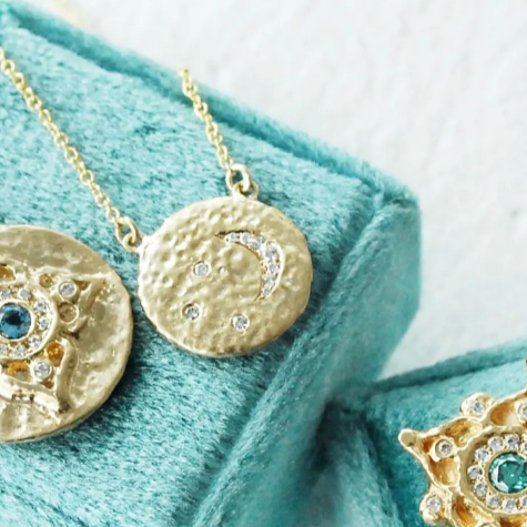 14ky Gold Starry Night Diamond Medallion Necklace - Magpie Jewellery