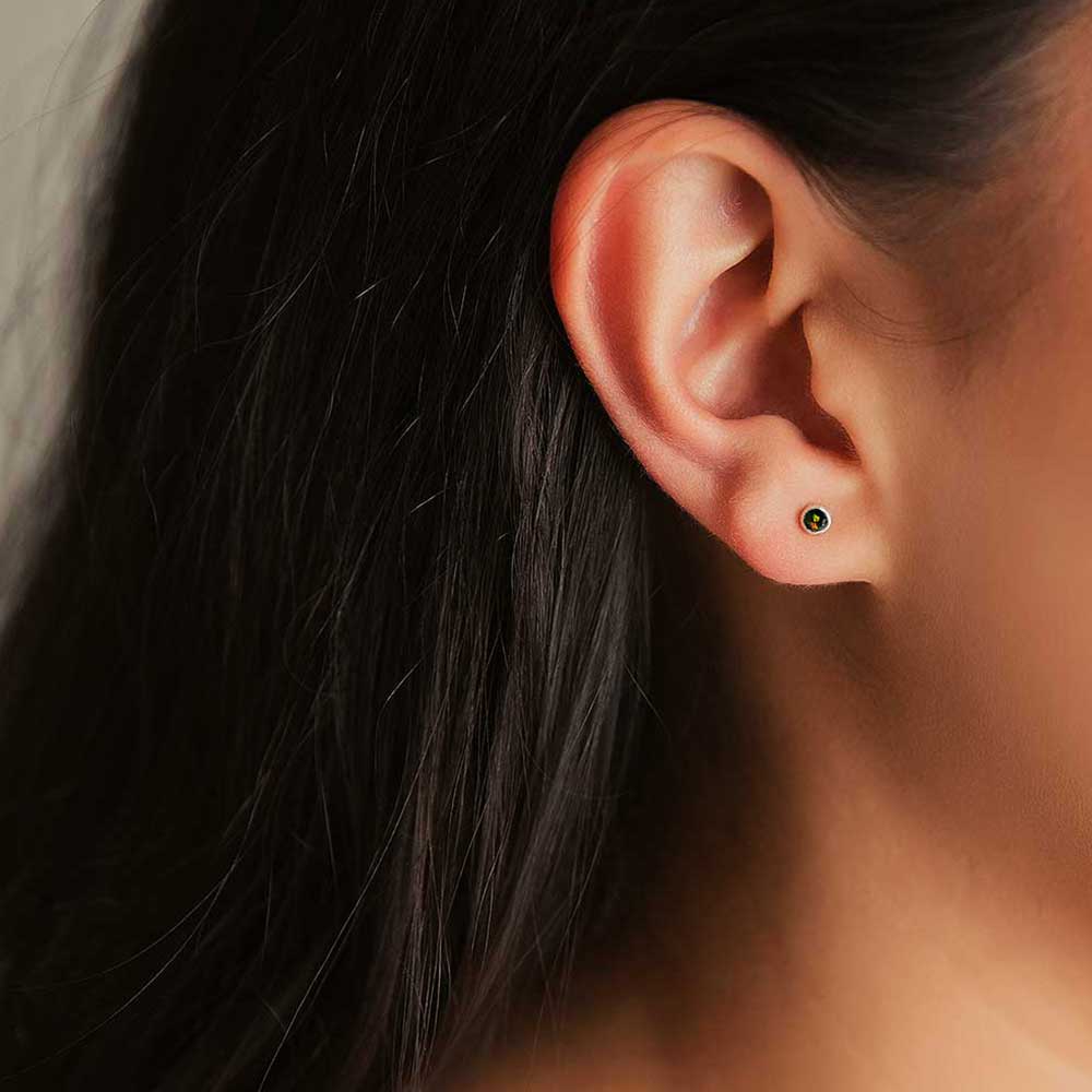Mini Black Opal Stud Earrings - Magpie Jewellery