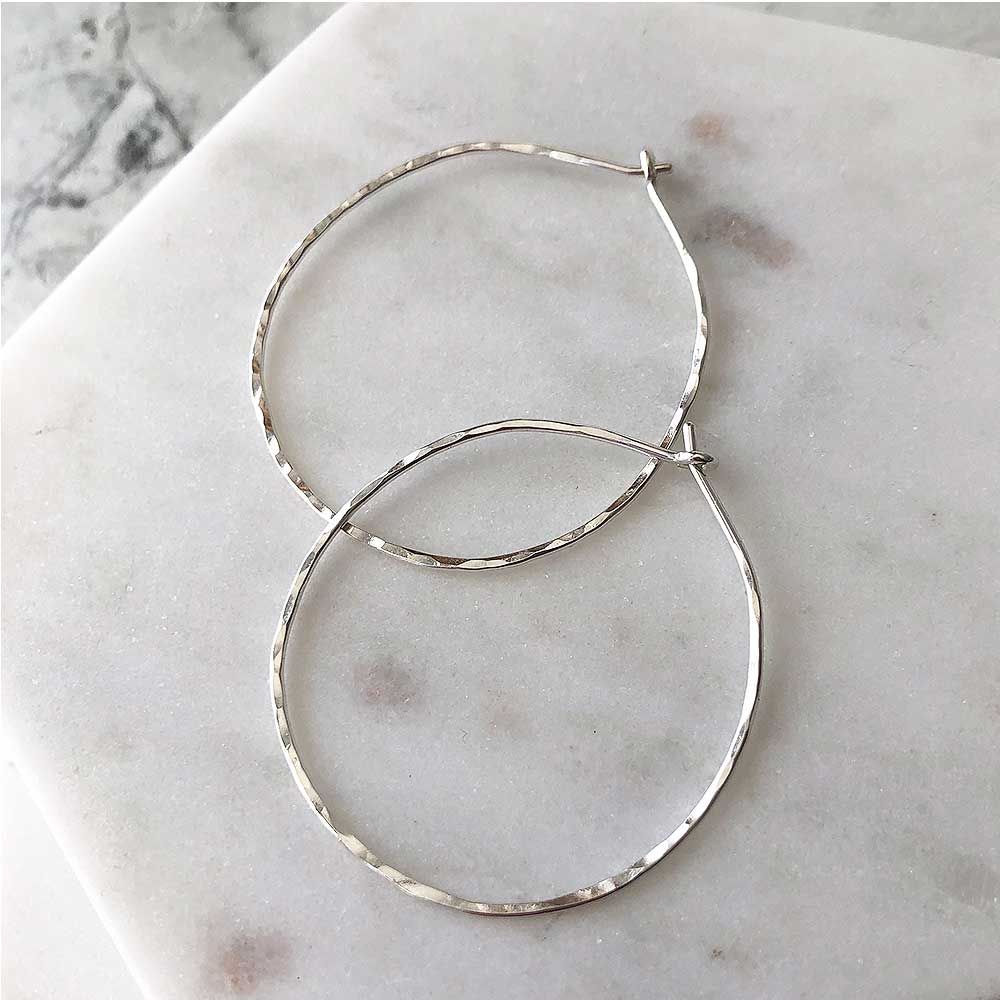 Hammered Round Hoops - Magpie Jewellery