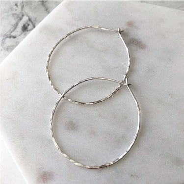 Hammered Round Hoops - Magpie Jewellery