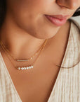 Comfort Collection - White Pearl + Gold Bead Bar Necklace - Magpie Jewellery