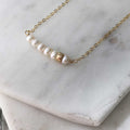 Comfort Collection - White Pearl + Gold Bead Bar Necklace - Magpie Jewellery