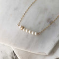 Comfort Collection - White Pearl + Gold Bead Bar Necklace - Magpie Jewellery