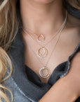 Gold-Fill + Silver Fusion Double Circle Necklace - Hammered - Magpie Jewellery