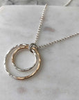 Gold-Fill + Silver Fusion Double Circle Necklace - Hammered - Magpie Jewellery