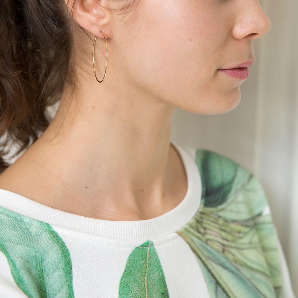Hammered Round Hoops | Magpie Jewellery | On Model