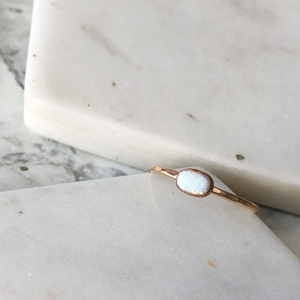 Horizontal Oval Opal Ring - Magpie Jewellery