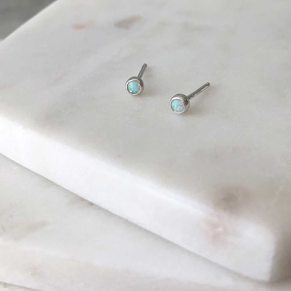 Mini Opal Stud Earrings - Magpie Jewellery