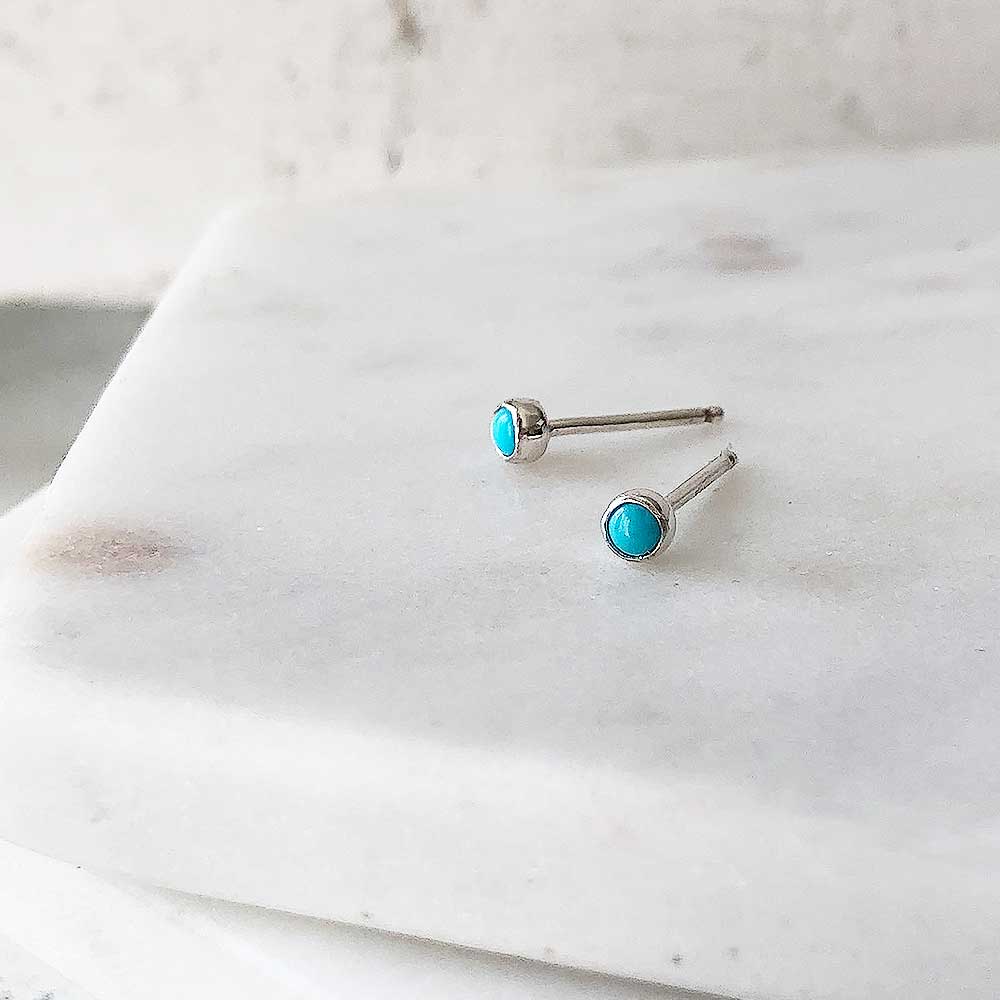 Mini Turquoise Stud Earrings - Magpie Jewellery