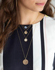 Small Medallion Necklace - Faceted | Magpie Jewellery | On Model | Layered