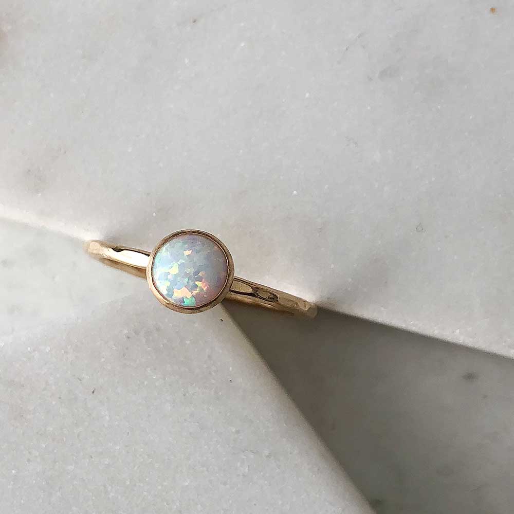 Opal Stacking Ring - Yellow Gold-Fill - Magpie Jewellery