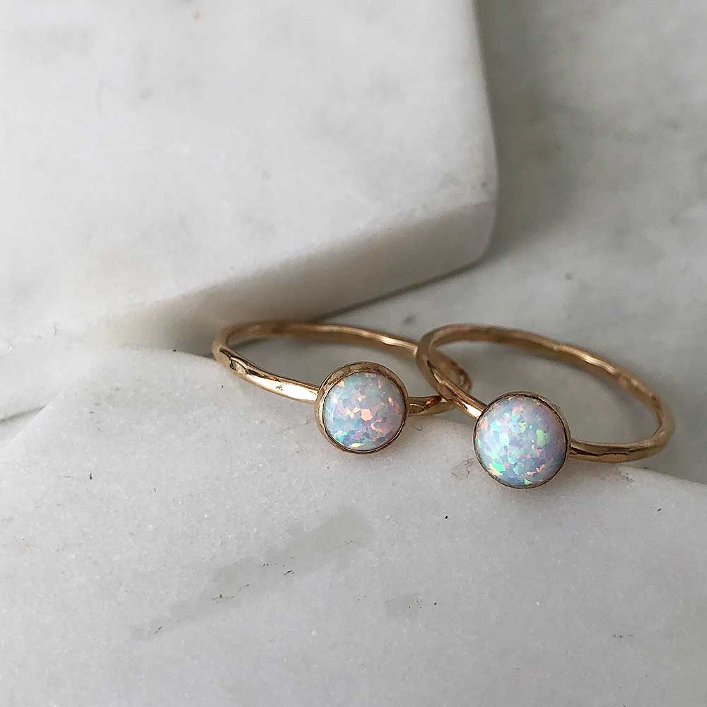 Opal Stacking Ring - Yellow Gold-Fill - Magpie Jewellery