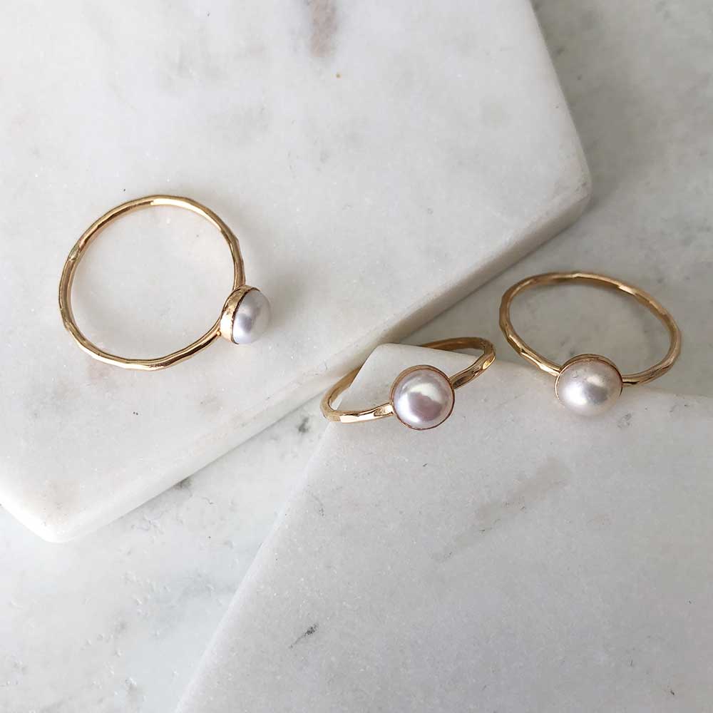 Pearl Stacking Ring - Yellow Gold-Fill - Magpie Jewellery