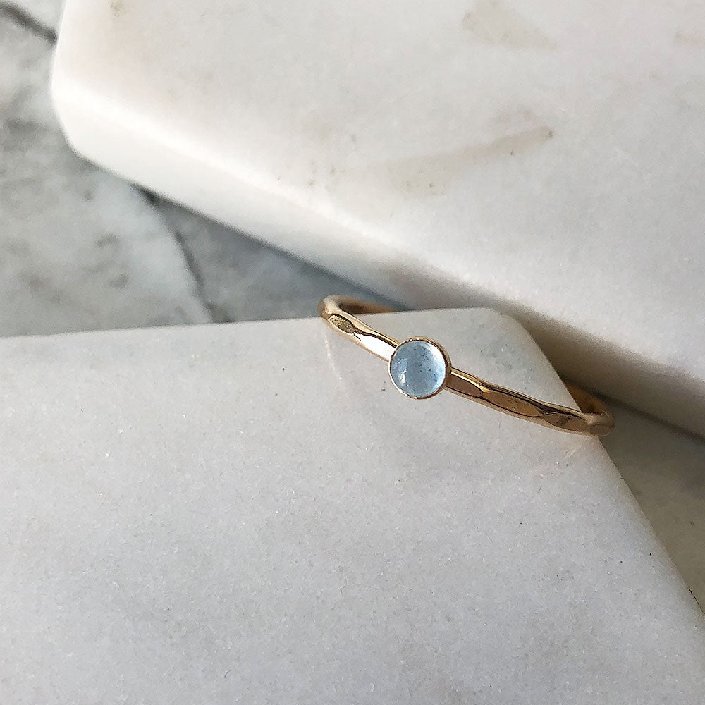 Petite Stacking Ring - Aquamarine - Magpie Jewellery