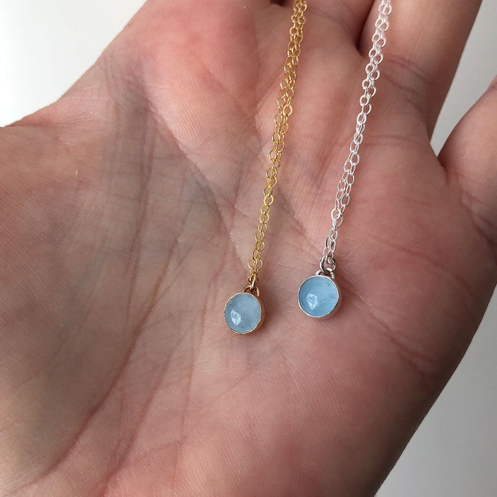 Aquamarine Gemstone Bead Necklace