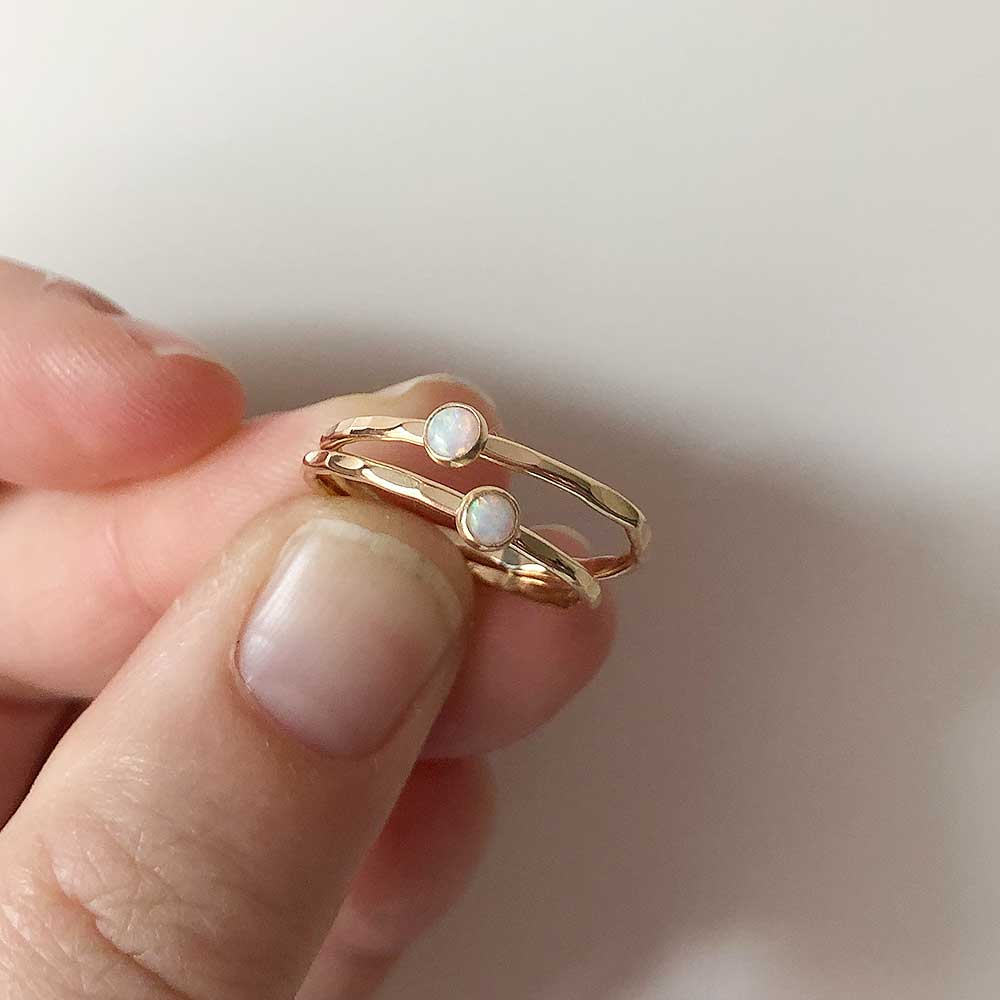 Petite Stacking Ring - Opal - Magpie Jewellery