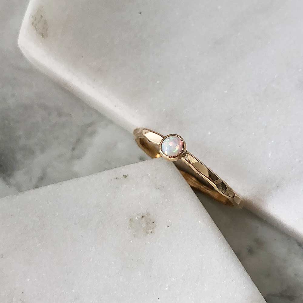 Petite Stacking Ring - Opal - Magpie Jewellery