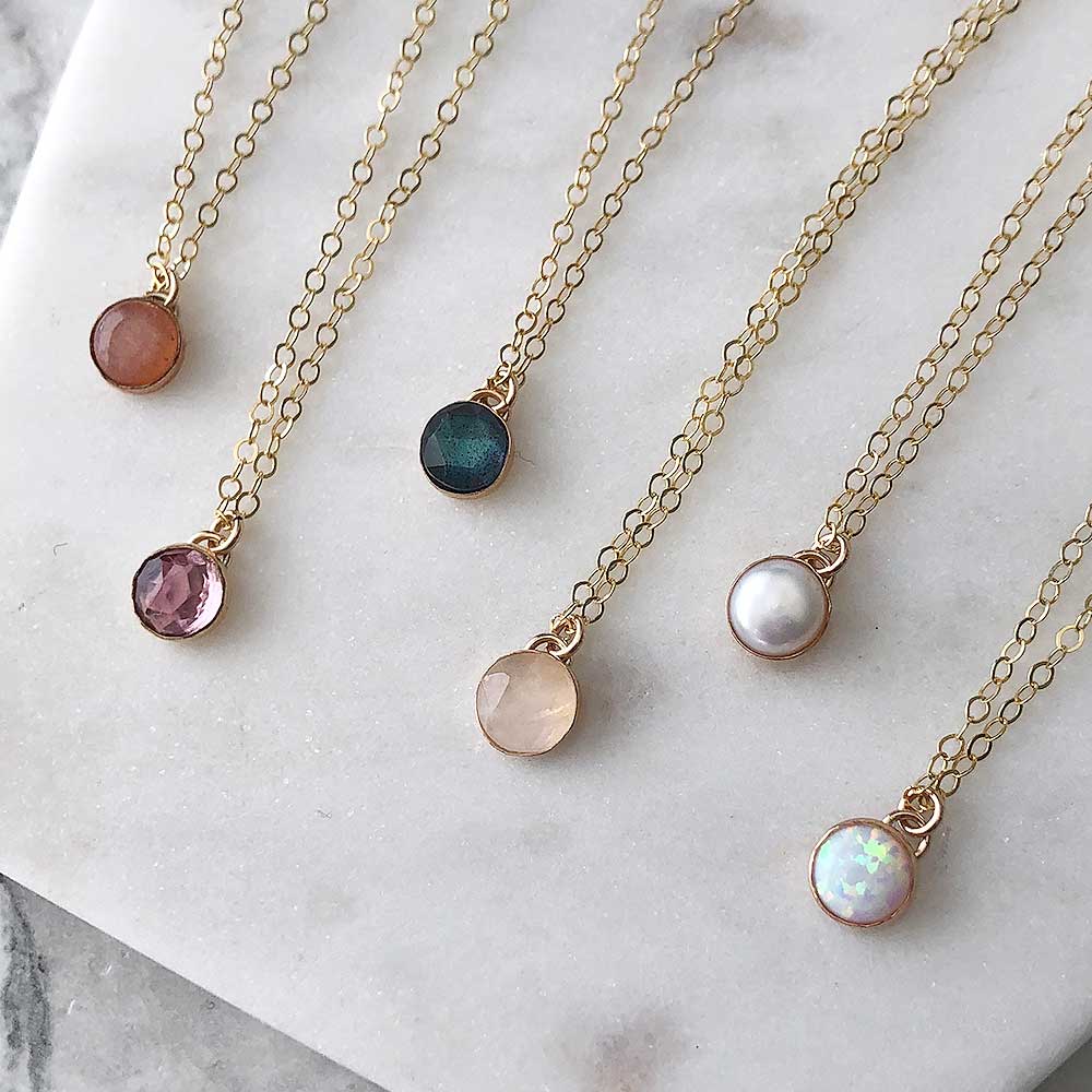 Petite Gemstone Necklace - 14k gold-fill - Magpie Jewellery