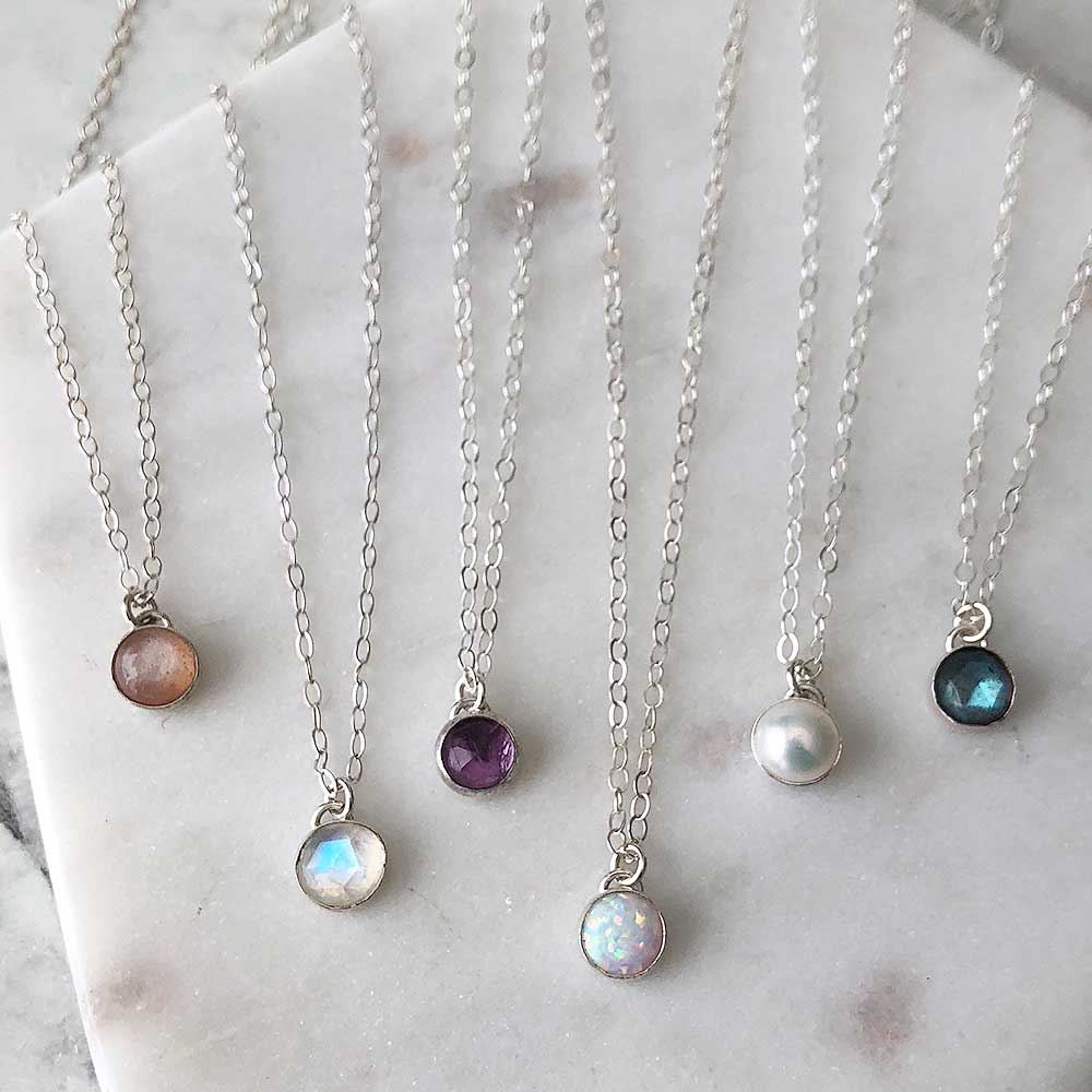 Petite Gemstone Necklace - Sterling silver - Magpie Jewellery