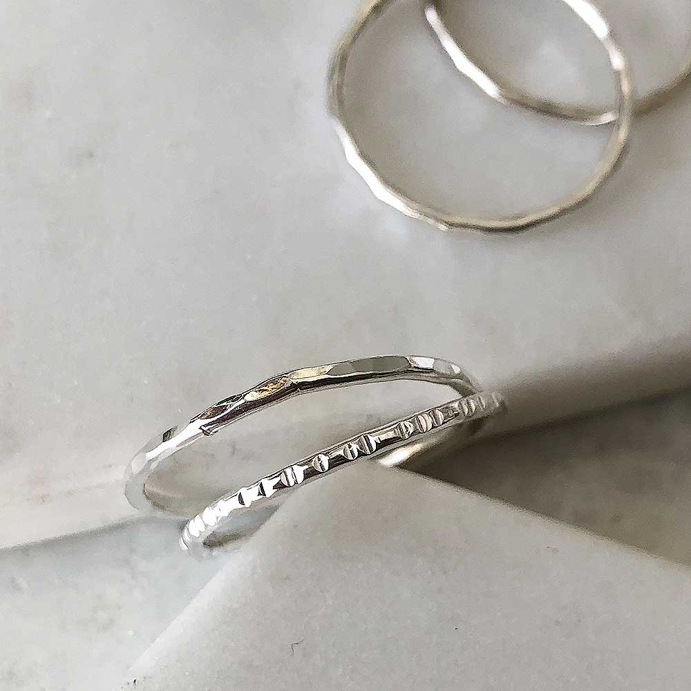Textured Stacking Ring - Silver - Magpie Jewellery