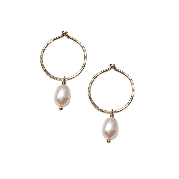 Small Pearl Hoops | Magpie Jewellery | Gold-Fill