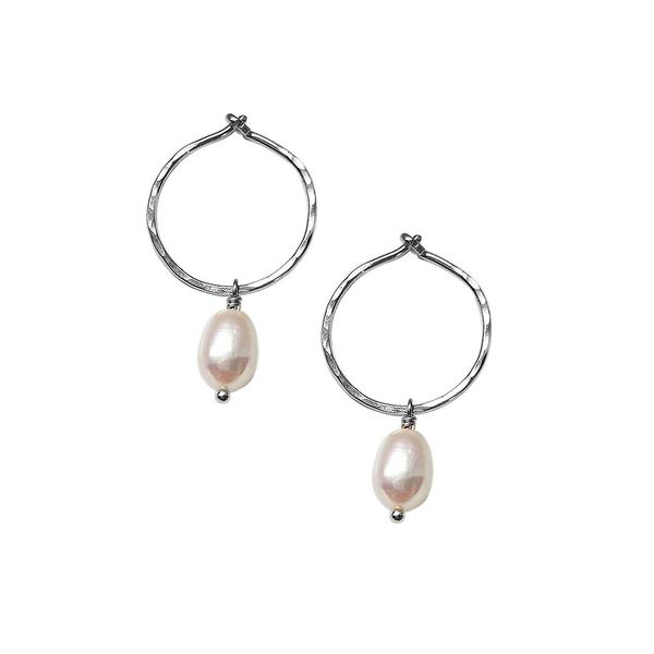 Small Pearl Hoops | Magpie Jewellery | Silver