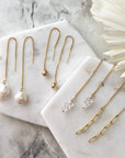 Herkimer Diamond Threader Earrings - 14k gold-fill - Magpie Jewellery
