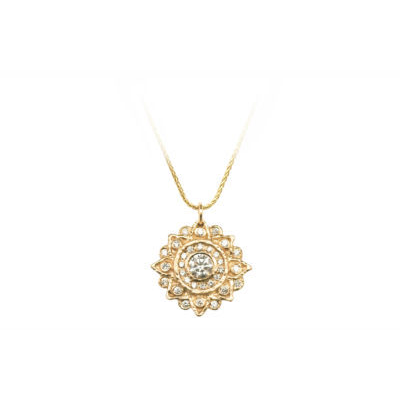 Gold & Diamond Sun Mandala Necklace - Magpie Jewellery