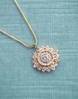 Gold & Diamond Sun Mandala Necklace - Magpie Jewellery