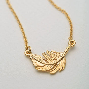 Gold Plated Silver Little Feather Necklace