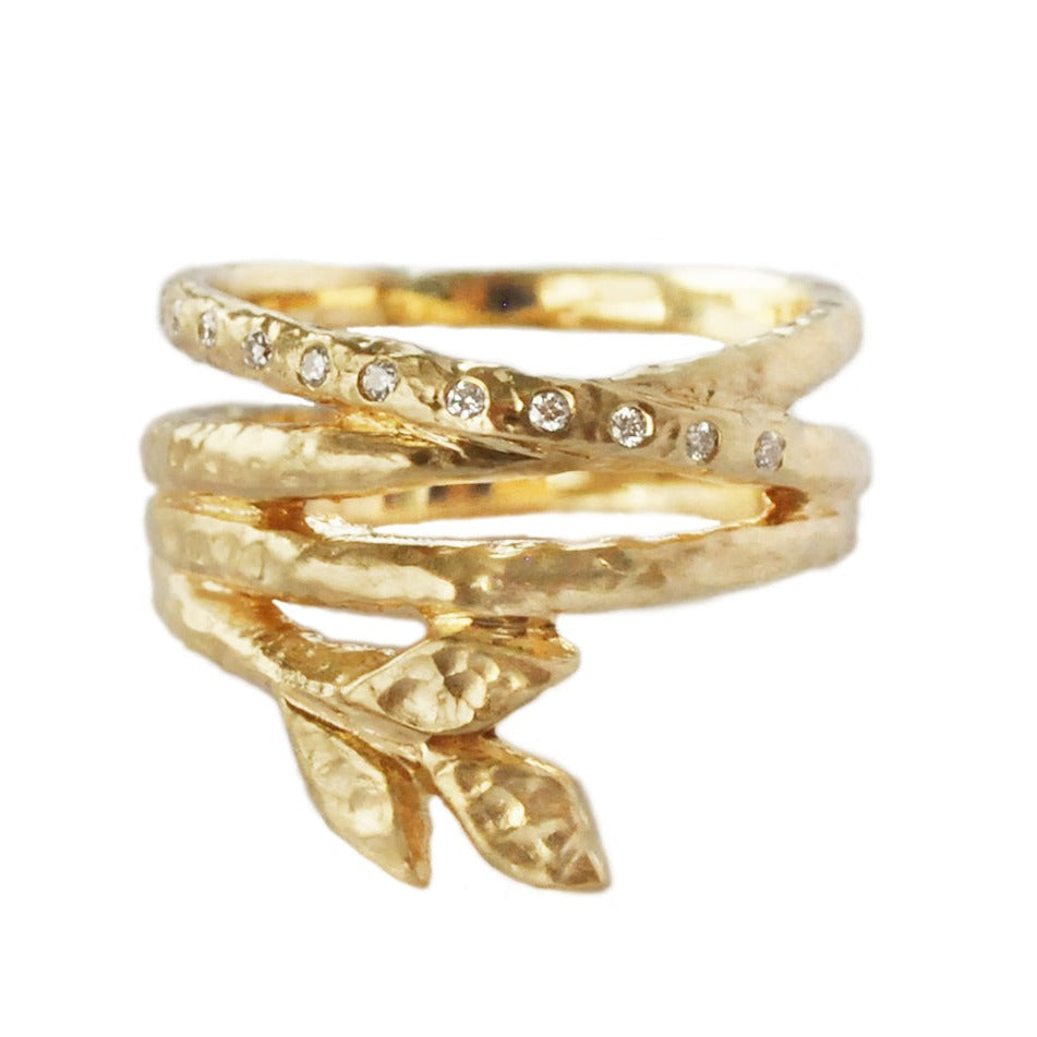 Triple Leaf Infinity Diamond Wrap Band - Magpie Jewellery