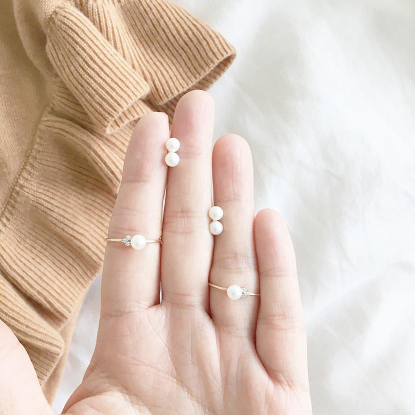 Pearl & Diamond Trio Ring | Magpie Jewellery