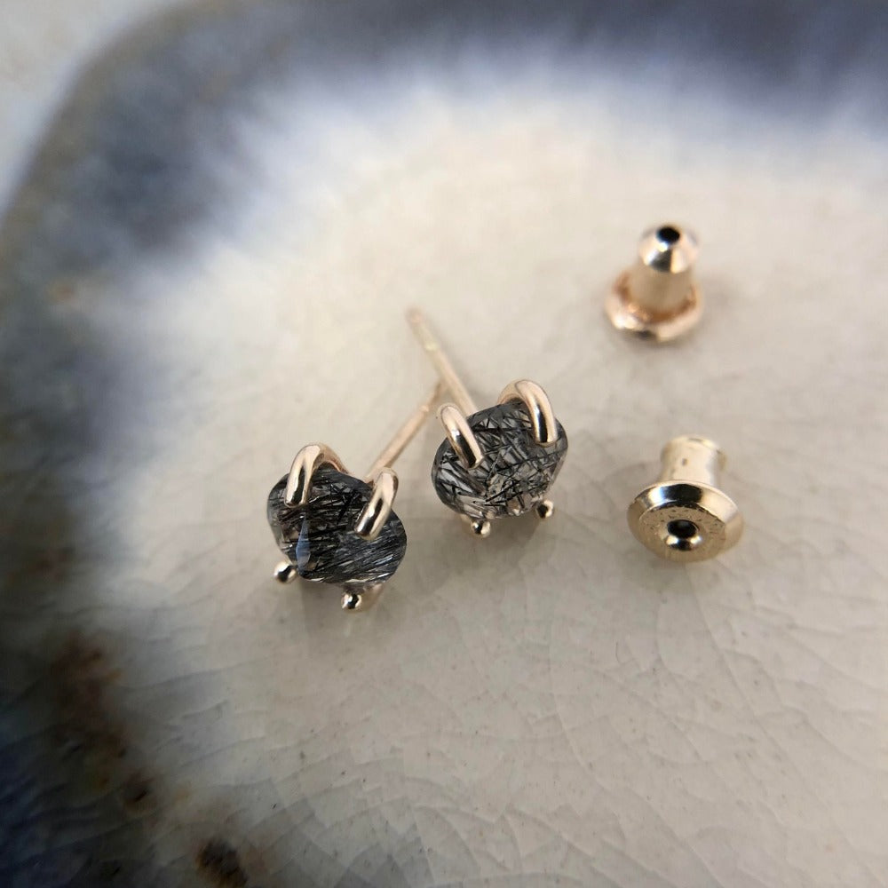 14k Tourmaline Quartz Studs - Magpie Jewellery