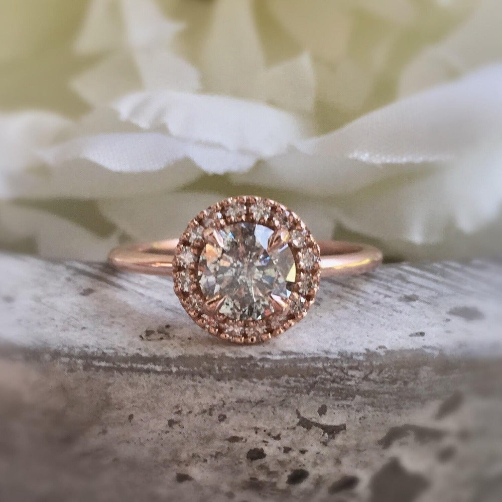 Salt and Pepper Brilliant Cut Engagement Ring | Magpie Jewellery