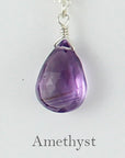 Silver Gemstone Solo Necklace | Magpie Jewellery | Amethyst, Faceted | Labelled