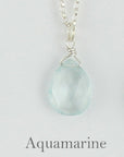 Silver Gemstone Solo Necklace | Magpie Jewellery | Aquamarine, Faceted | Labelled