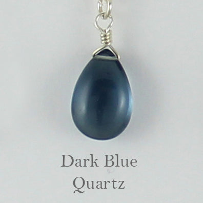 Silver Gemstone Solo Necklace | Magpie Jewellery | Dark Blue Quartz | Labelled