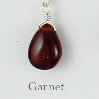 Silver Gemstone Solo Necklace | Magpie Jewellery | Garnet | Labelled