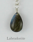 Silver Gemstone Solo Necklace | Magpie Jewellery | Labradorite | Labelled