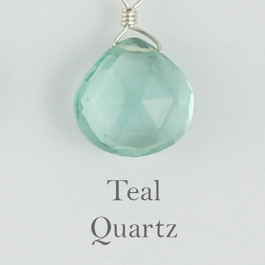 Silver Gemstone Solo Necklace | Magpie Jewellery | Teal Quartz, Faceted | Labelled