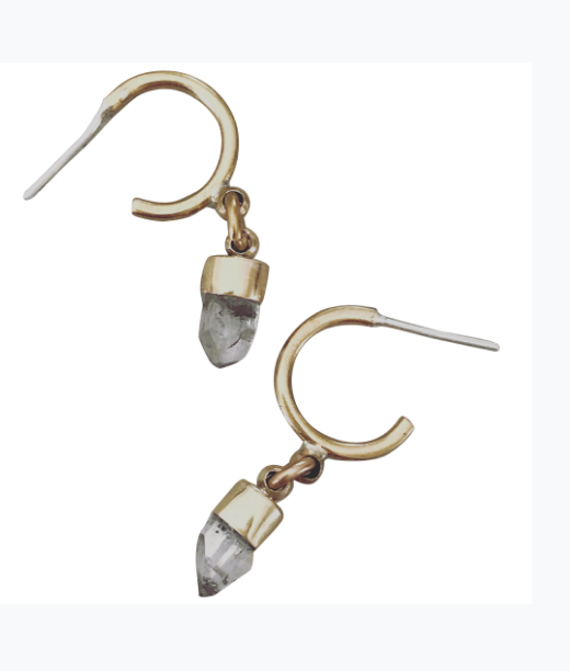 Quartz Hoop Droplets - Magpie Jewellery